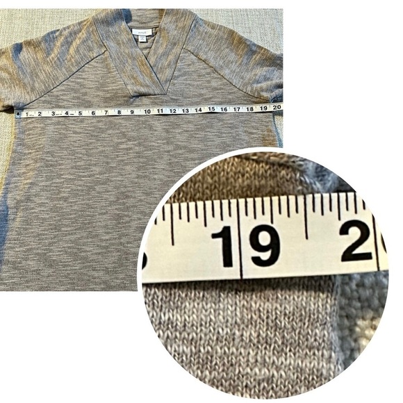 J. JILL PURE JILL Heather Gray V-Neck Pullover Top Sweater Tunic Womens Petite S - Picture 9 of 12